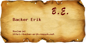 Backer Erik névjegykártya